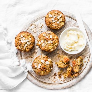 Pumpkin muffins are a healthy fall food to add into your diet.