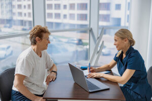 Therapist conducts assessment with patient for therapy strategies